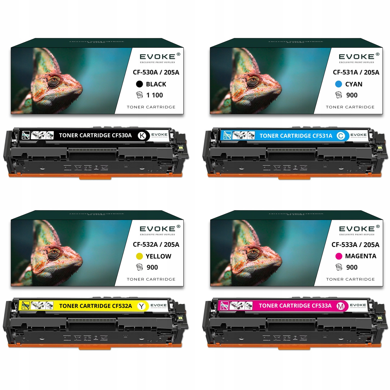 4x toner do tiskárny Hp 205A CF-530X CF-533X Sada Cmyk CF530X