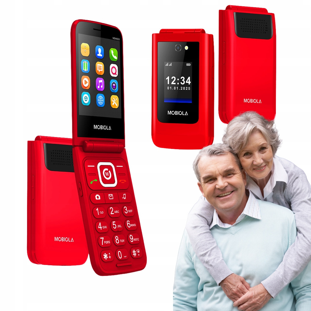 Gsm Telefon Mobiola S Klapkou Telefon Pro Seniory MB4600 4G Červený