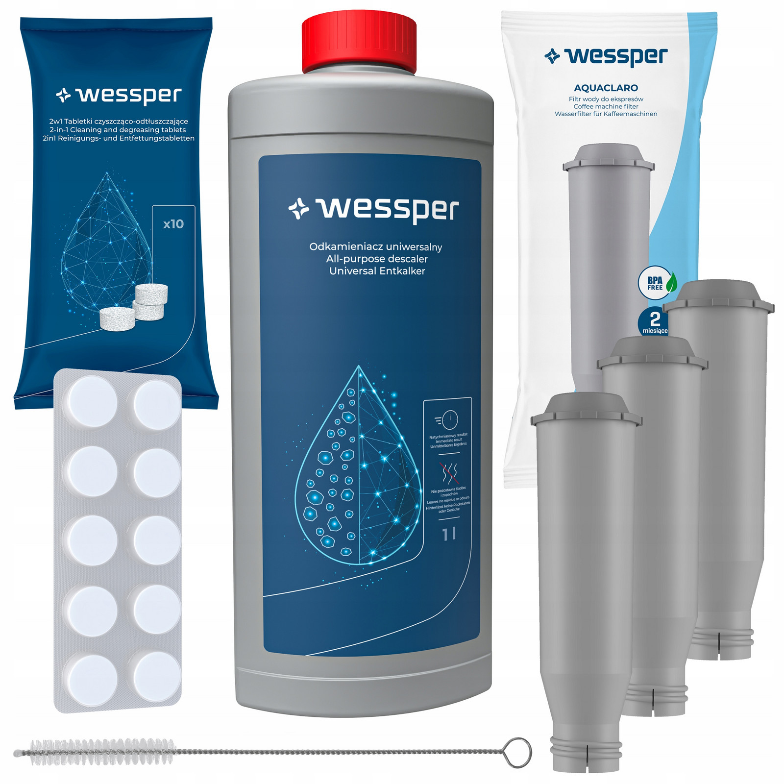 3x Wessper filtr pro kávovar Krups Odvápňovač Tablety Vytěrák