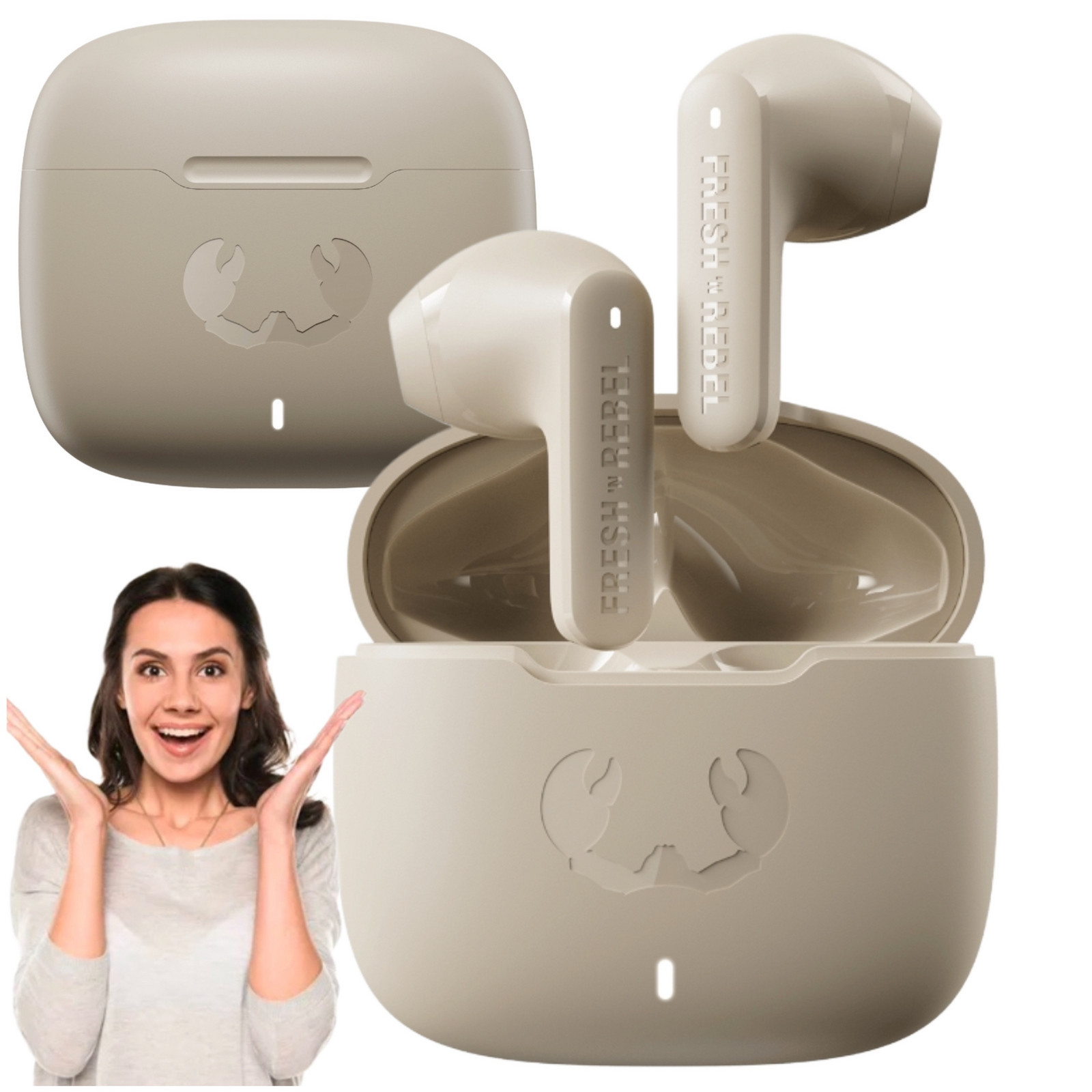 Bezdrátová Bluetooth Sluchátka Do Uší Béžová Módní Fresh 'n Rebel