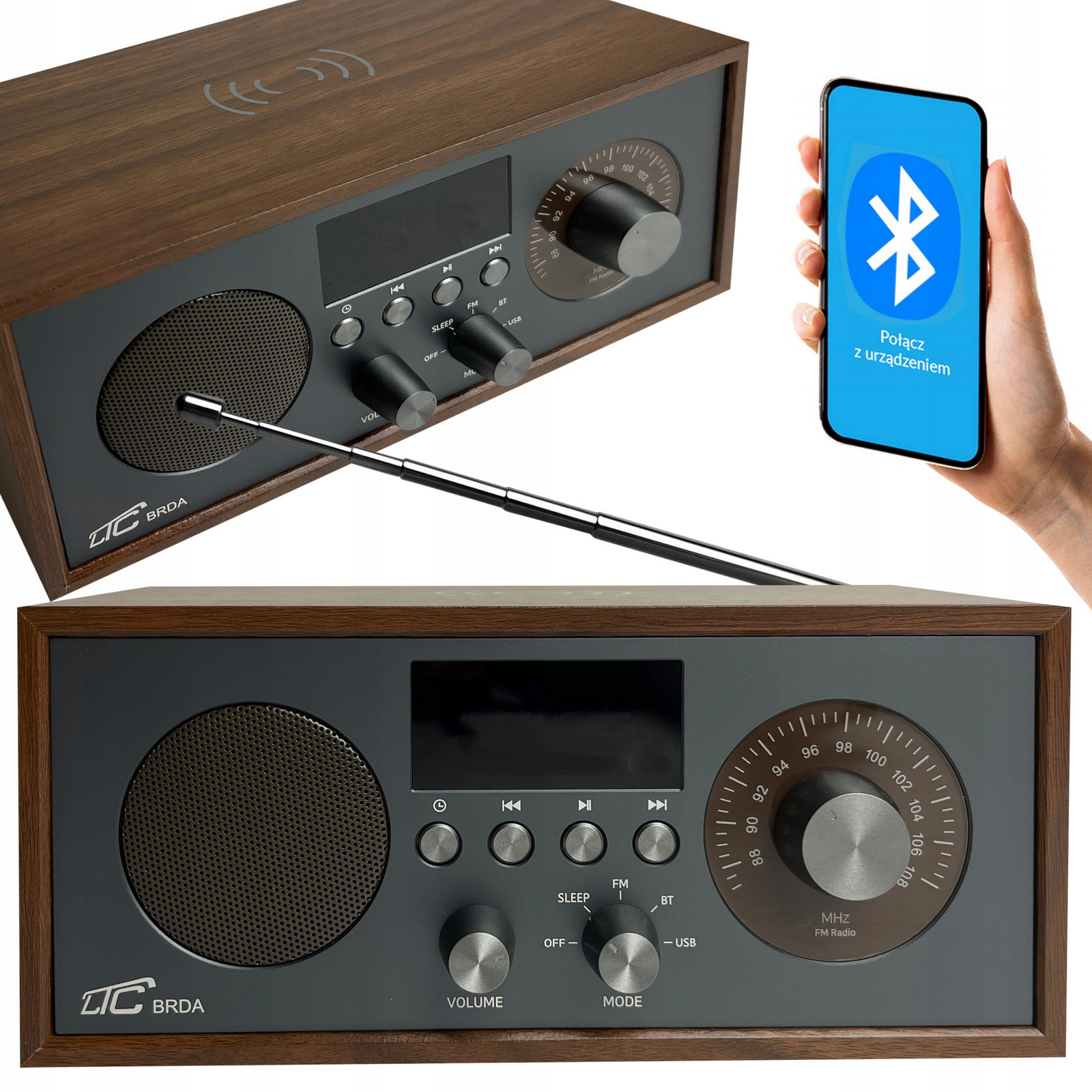 Výkonné Přenosné Síťové Rádio Fm Blueetooth Usb Kuchyňská Kancelářská Anténa