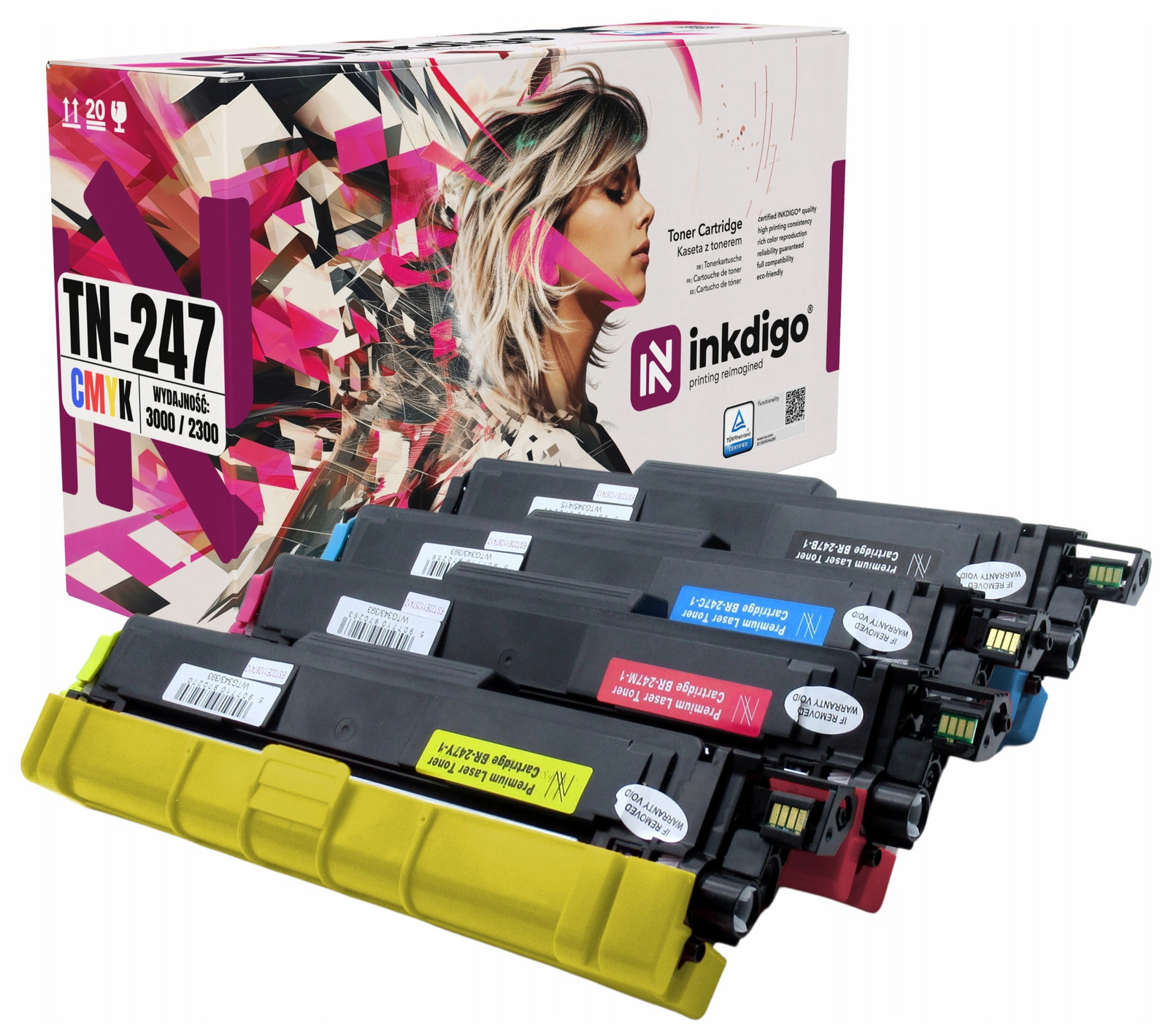 4x Cmyk Tonery TN-247 TN-243 pro Brother DCP-L3550CDW Dcp L3550CDW Toner