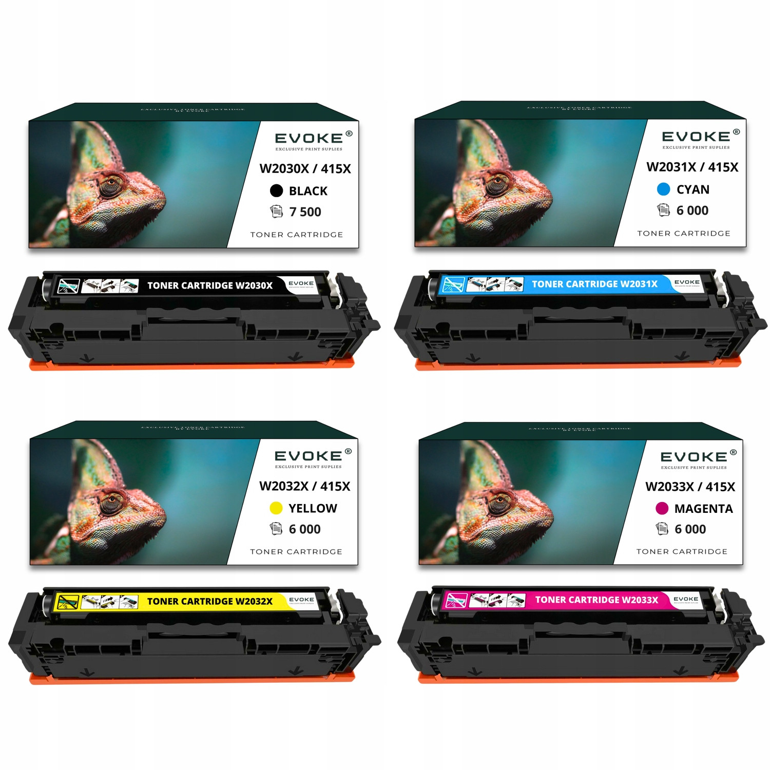 4x toner do tiskárny Hp 415X Bez Čipu Sada Cmyk W2030X W2033X