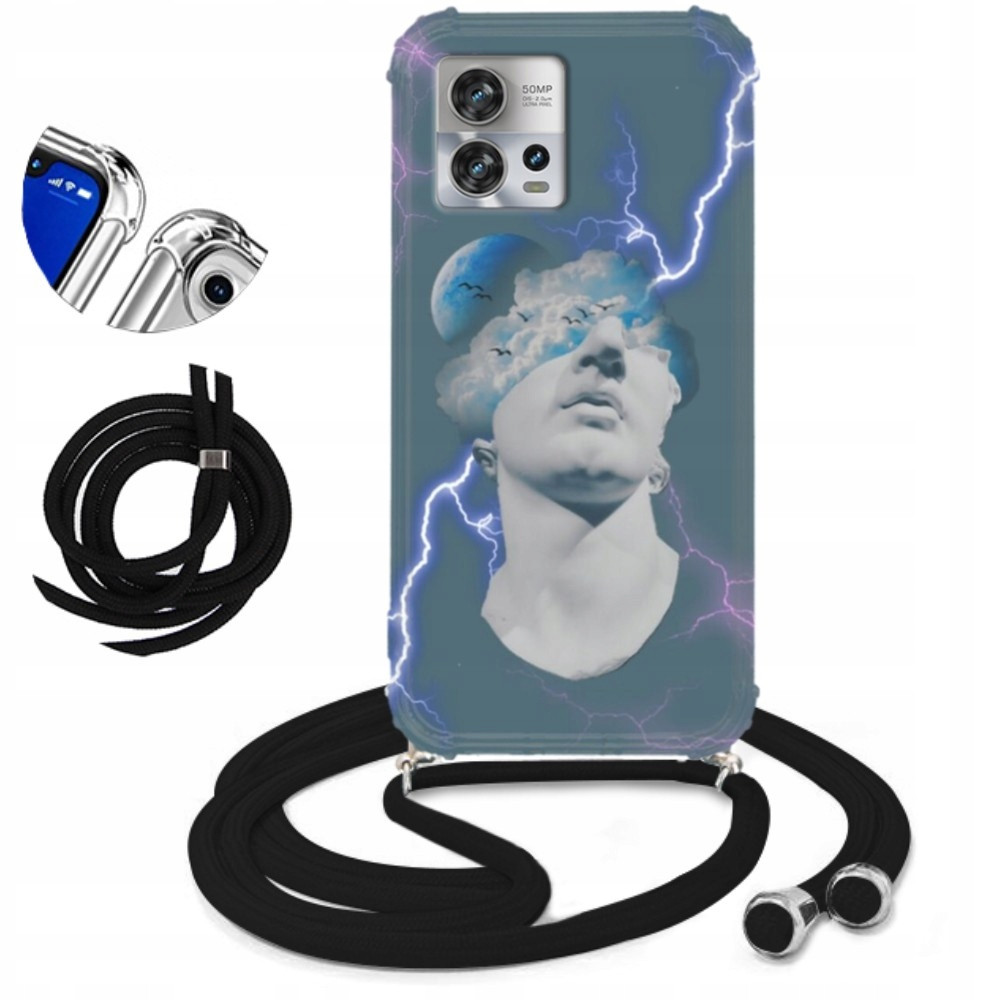 Pouzdro Crossbody Pro Motorola Edge S30 Pro Černá Šňůrka Pro Mládež Vzory