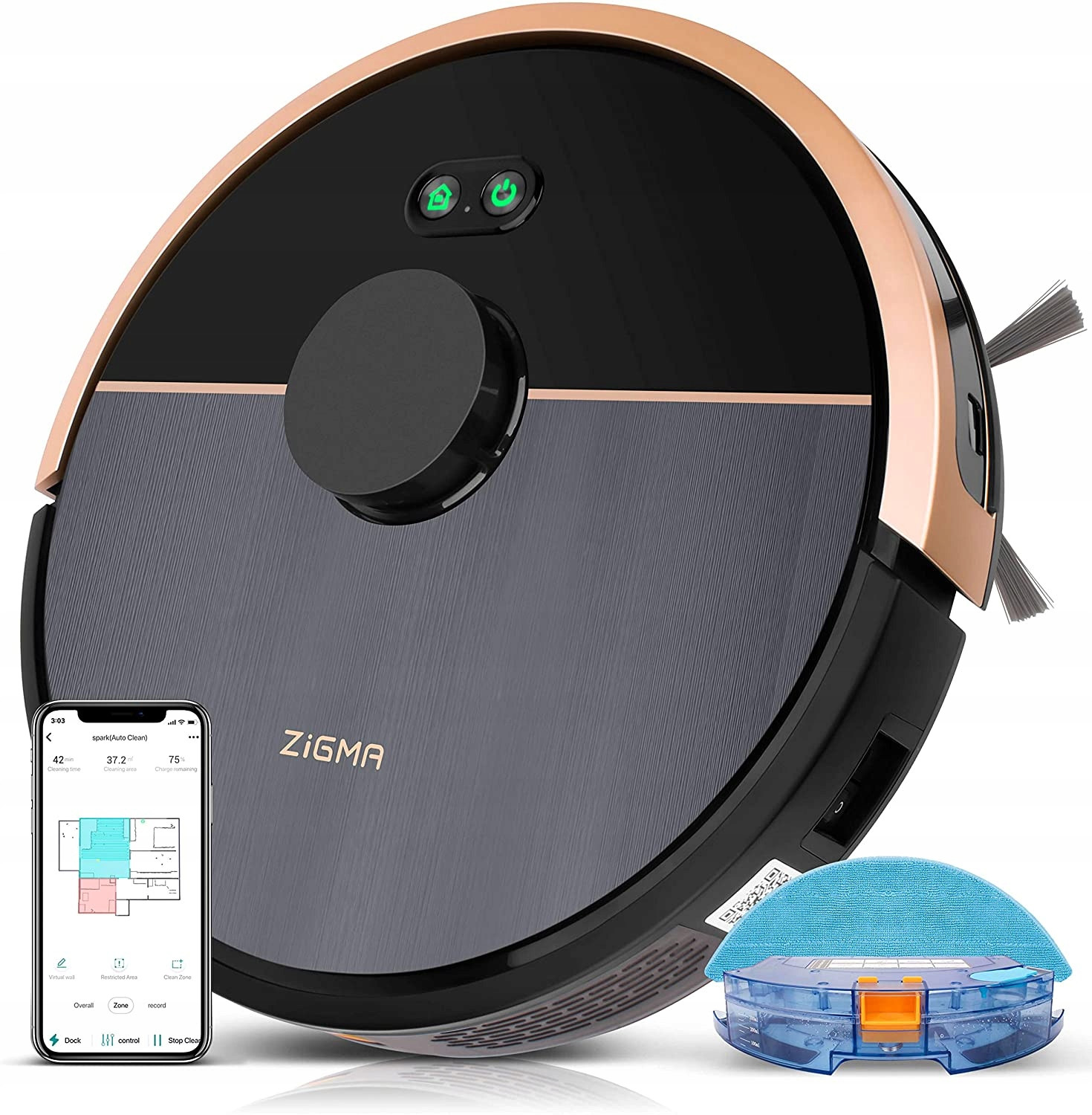 Uklízecí Robot Vysavač Domácí Pojízdný Mop Zigma Spark 981 Příslušenství