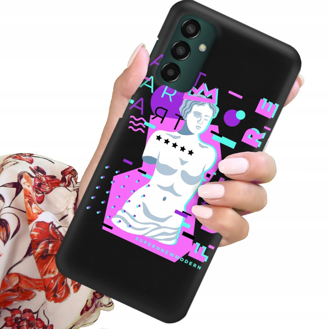 Pouzdro Matné Gumové Pro Samsung M13 4G Dívčí Roztomilé Patterny Vzory