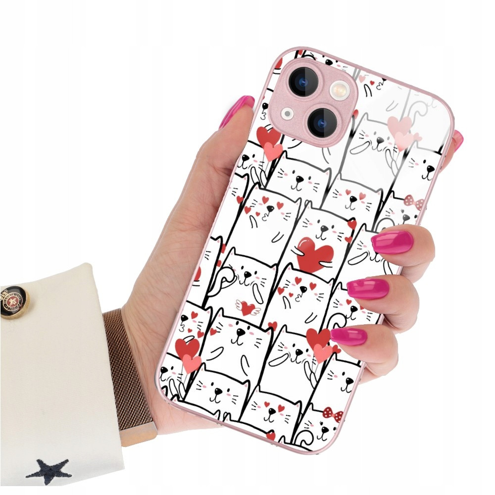 Pouzdro Pink Glass Pro Iphone 13 Pejsci Kočičky Vzory