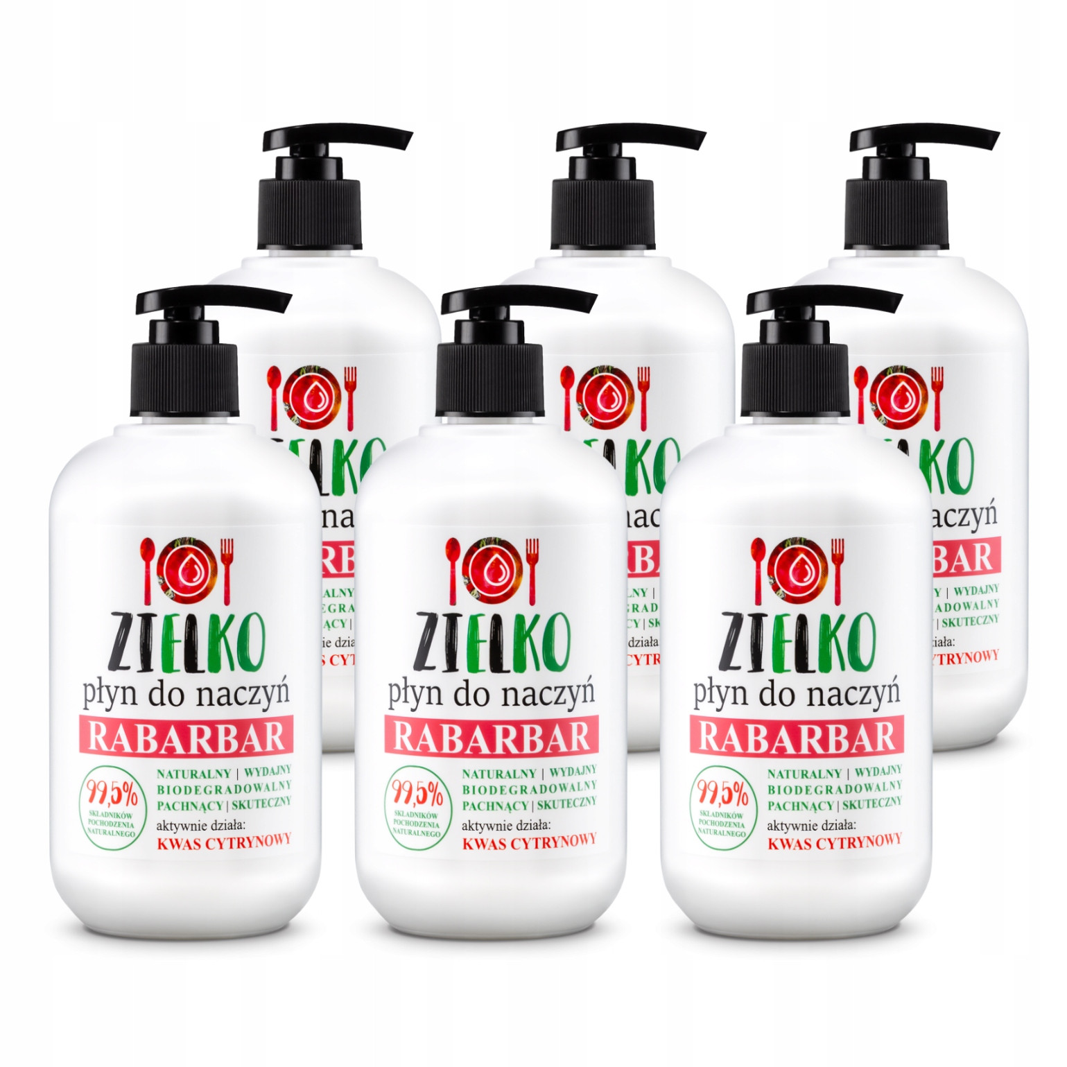 Zielko Sada Tekutý prostředek na mytí nádobí Rabarbar 6x500ml (5+1)