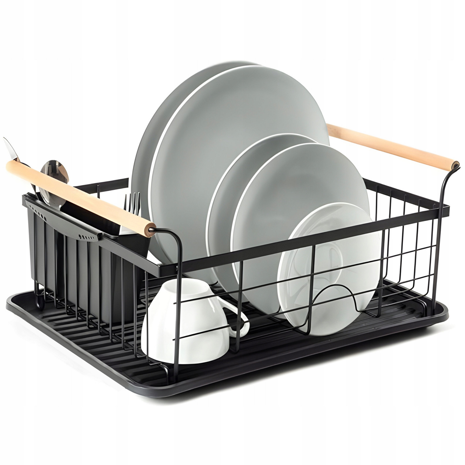 Velký Odkapávač Na Nádobí Odkapávač Tác Talíře Příbory Černý Stojící Kov