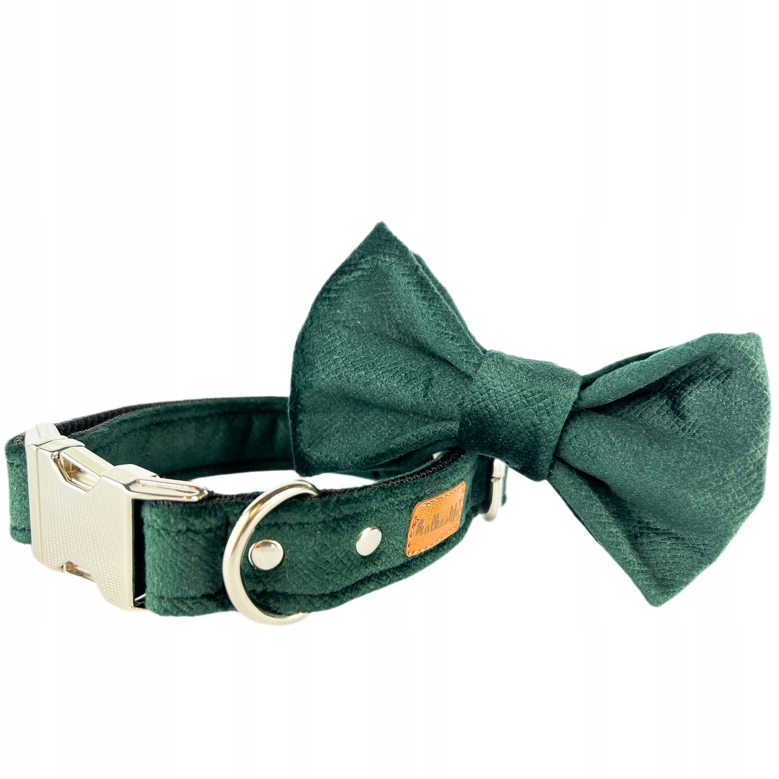 Obojek pro malého psa s mouchou, obojek s mašlí Lahvová zeleň, Xs