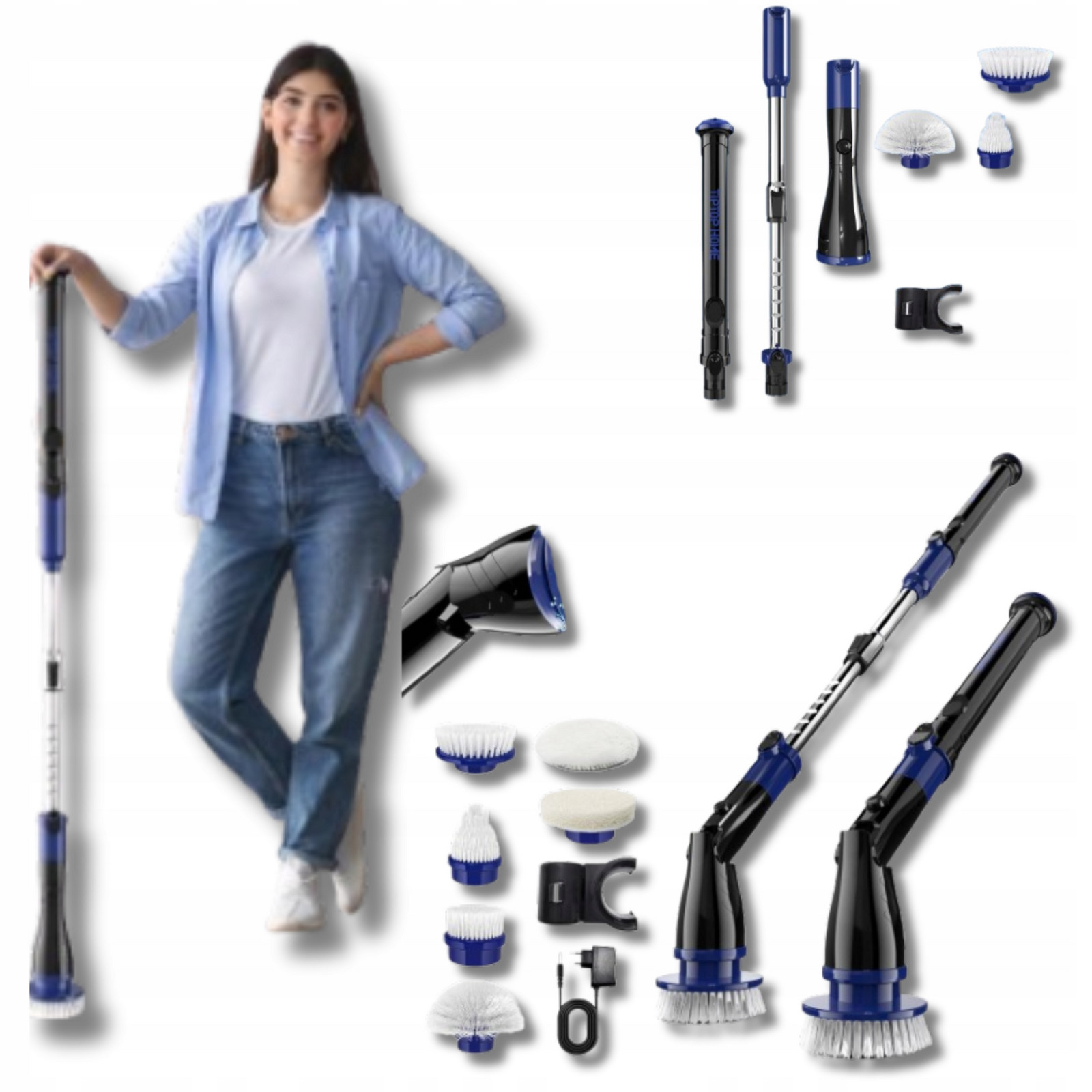 Elektrický čisticí kartáč Teleskopický 420 Obr/Min IPX7 6Hlava