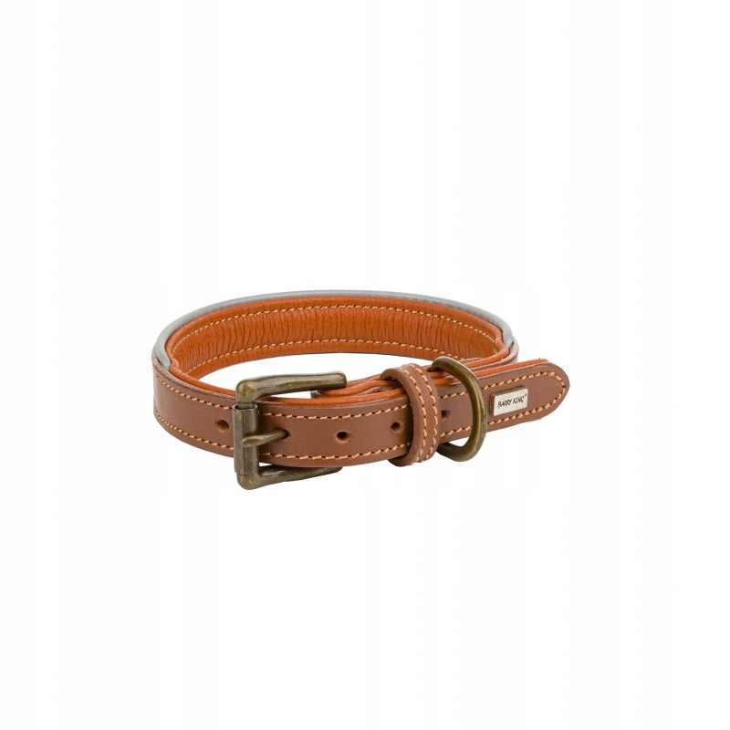 Kožený obojek, M: 41-48 cm/25 mm, tmavě béžová