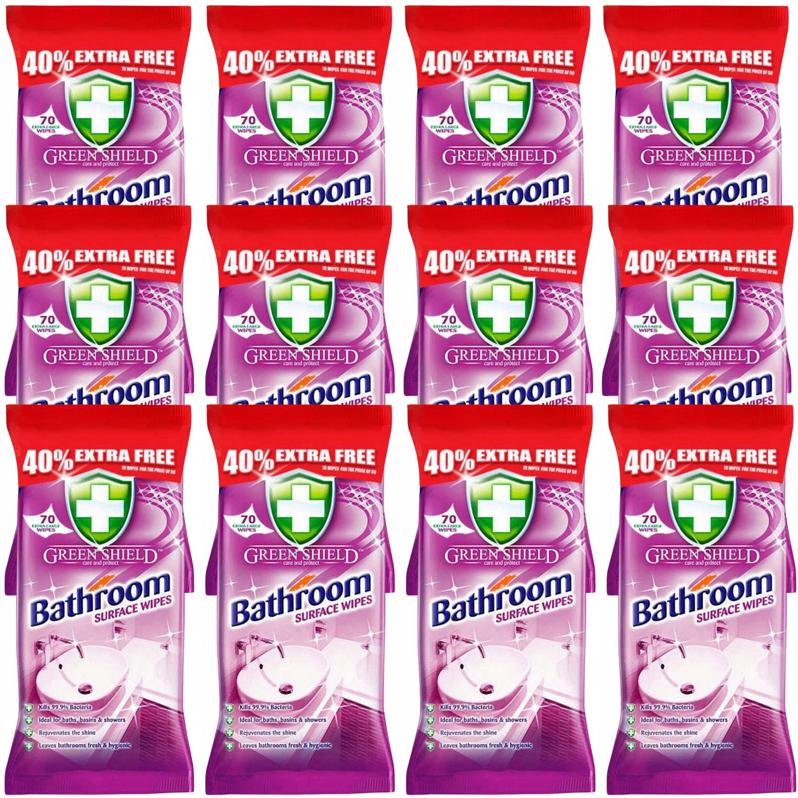 Green Shield antibakteriální ubrousky do koupelny 12x70 sada