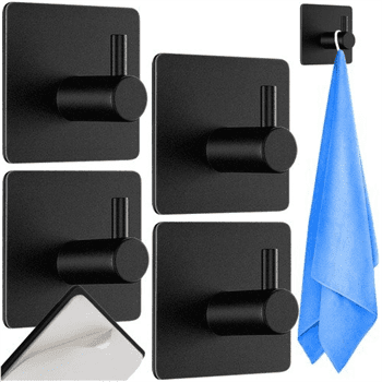 Samolepicí háček, kov, černý, 4 ks Ruhhy 25037