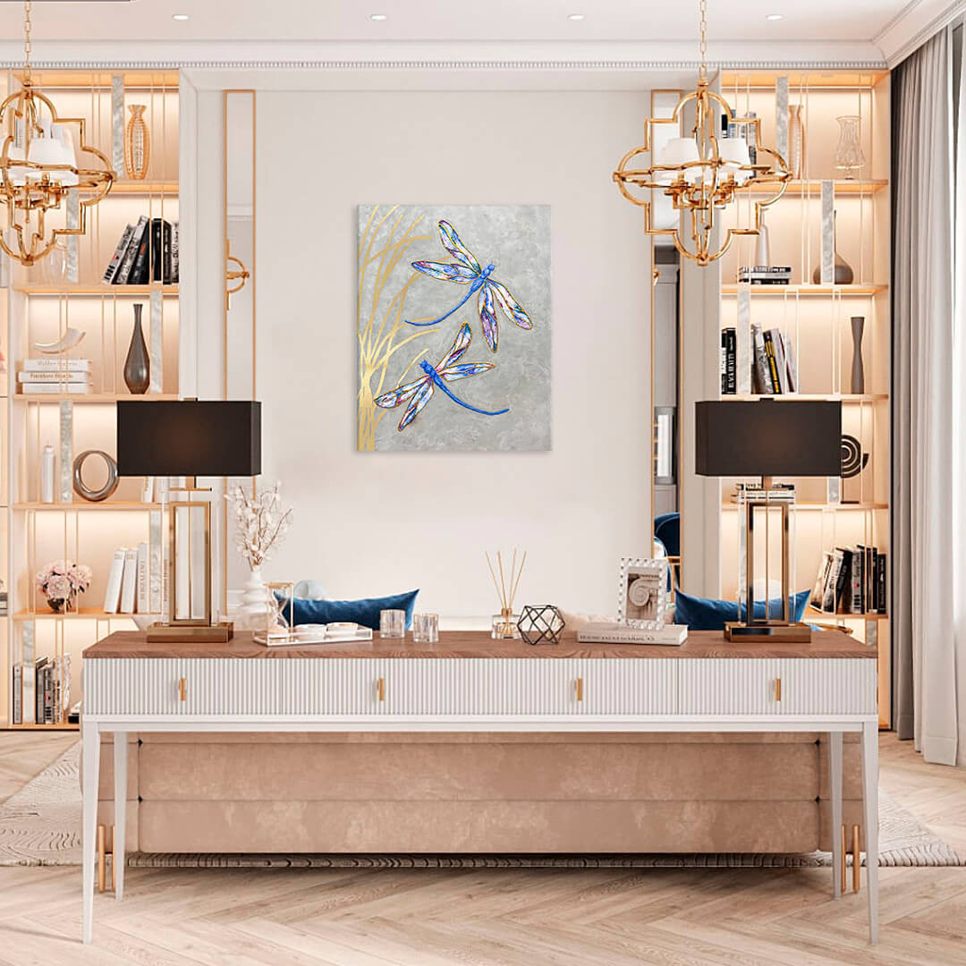 Obrazy na plátně - PREMIUM ART - Létající vážky 40x50 cm