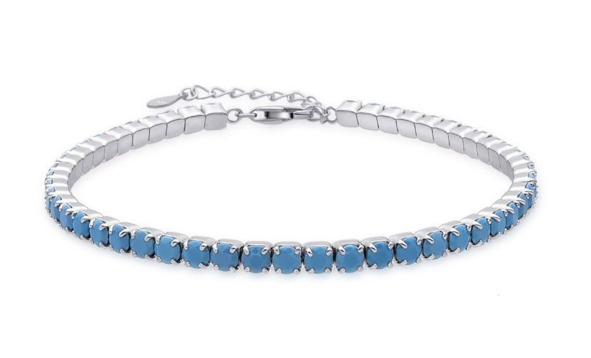 MOISS Tenisový stříbrný náramek s modrými zirkony B0001668