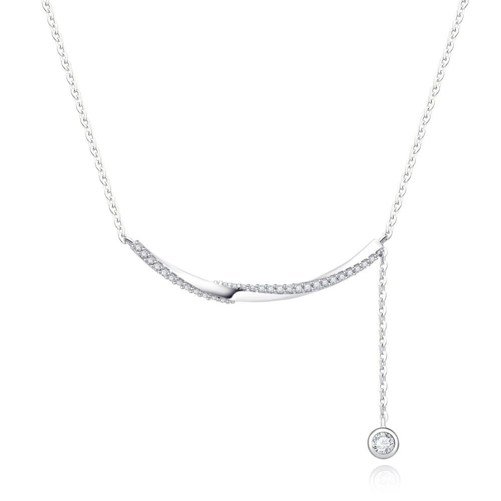 MOISS Elegantní stříbrný náhrdelník se zirkony ETERNITY N0000880
