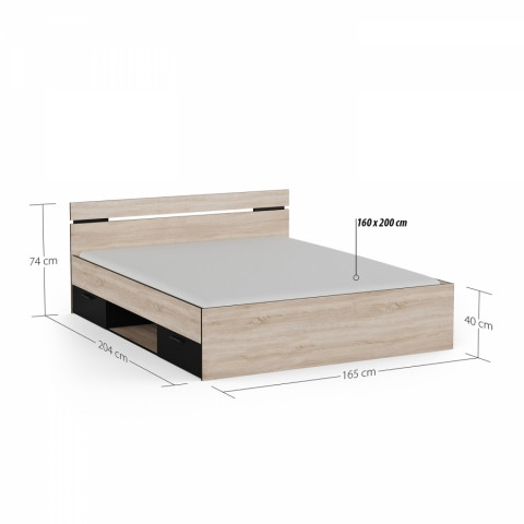 Multifunkční postel 160x200 MICHIGAN dub/černá 471730 Idea