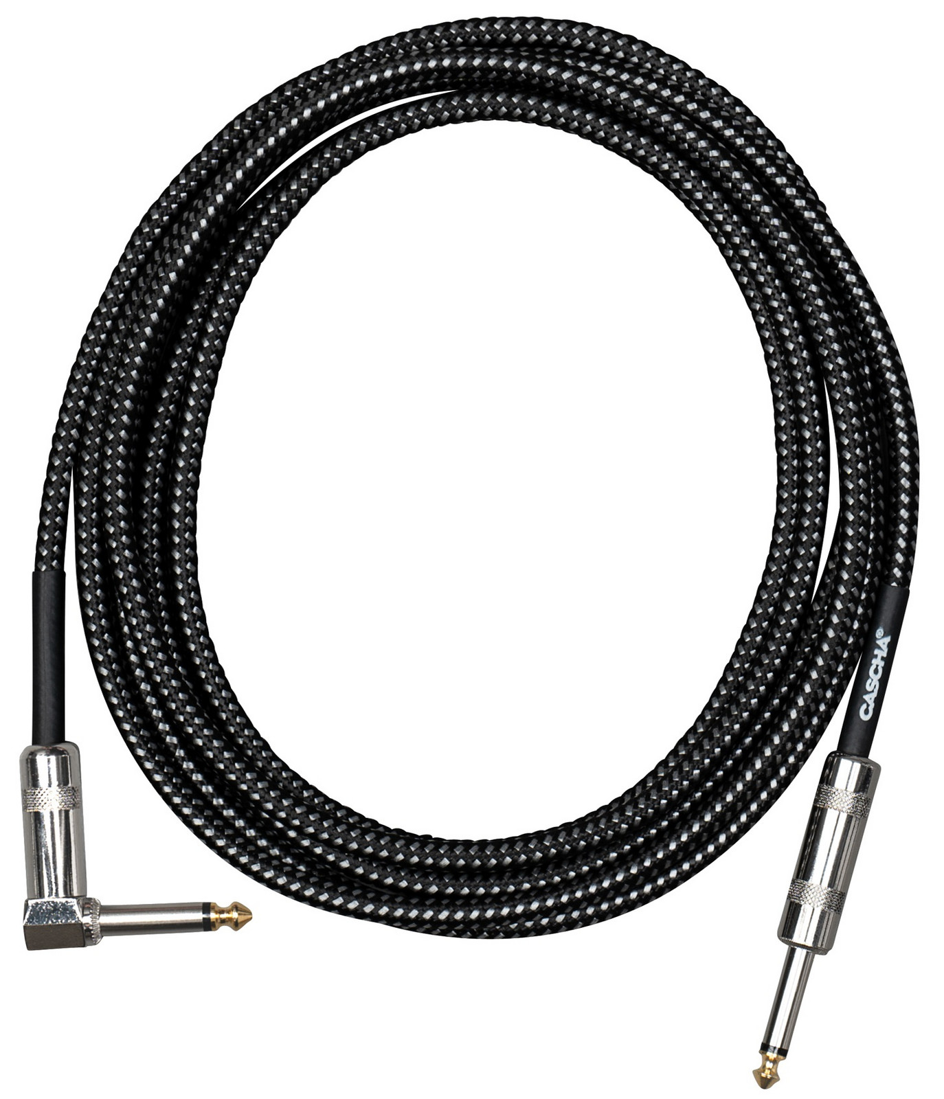 Cascha Standard Line Guitar Cable Angled Black Tweed 9m
