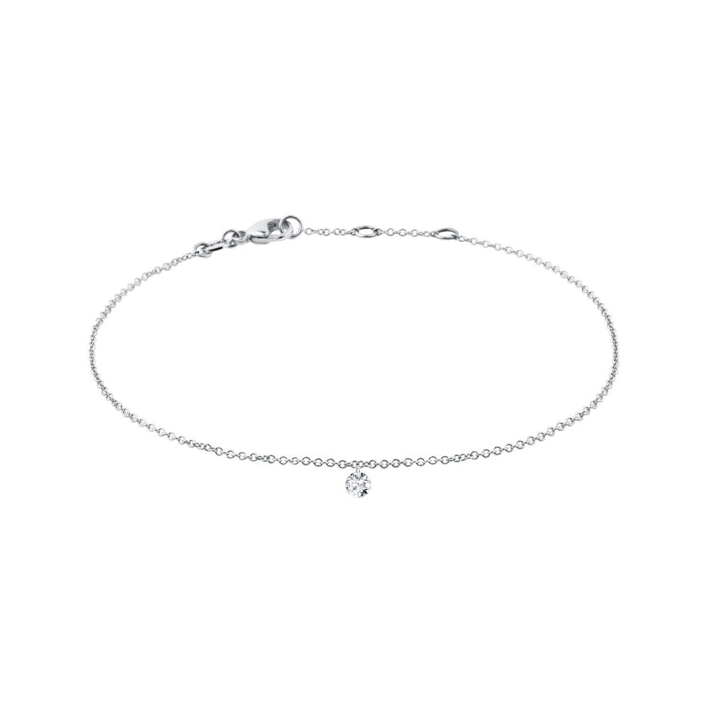 Řetízkový náramek s provrtaným diamantem v bílém zlatě KLENOTA