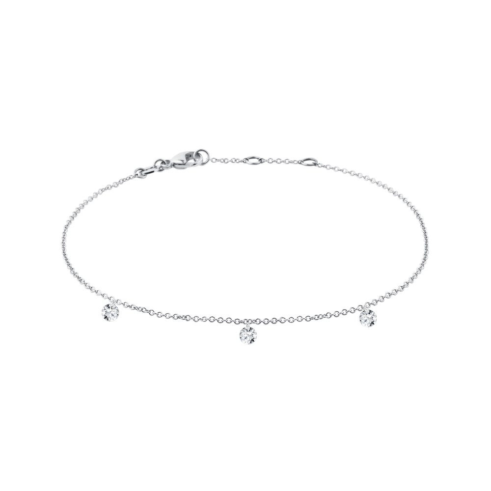 Řetízkový náramek s provrtaným diamanty v bílém zlatě KLENOTA