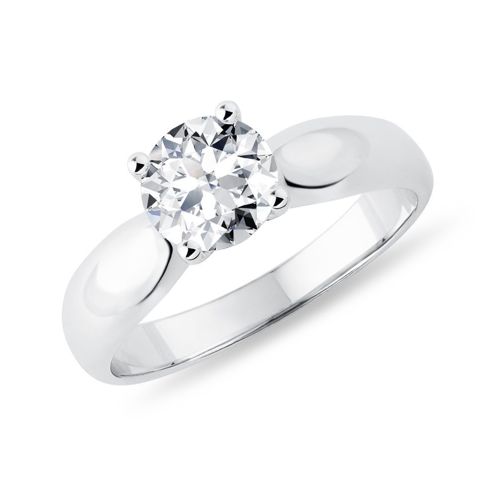 Zásnubní prsten  s 1,0 ct lab grown diamantem v bílém zlatě KLENOTA