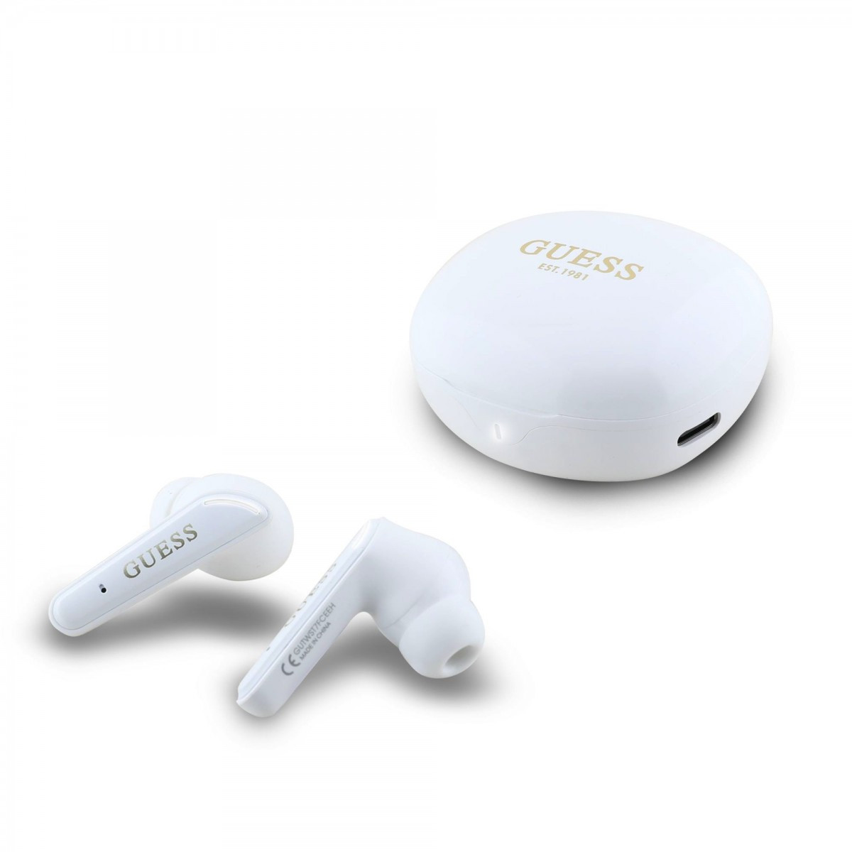 Bezdrátová sluchátka Guess Glossy Classic Logo TWS White