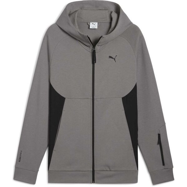 Puma TECH FULL ZIP HOODIE DK Pánská mikina, tmavě šedá, velikost
