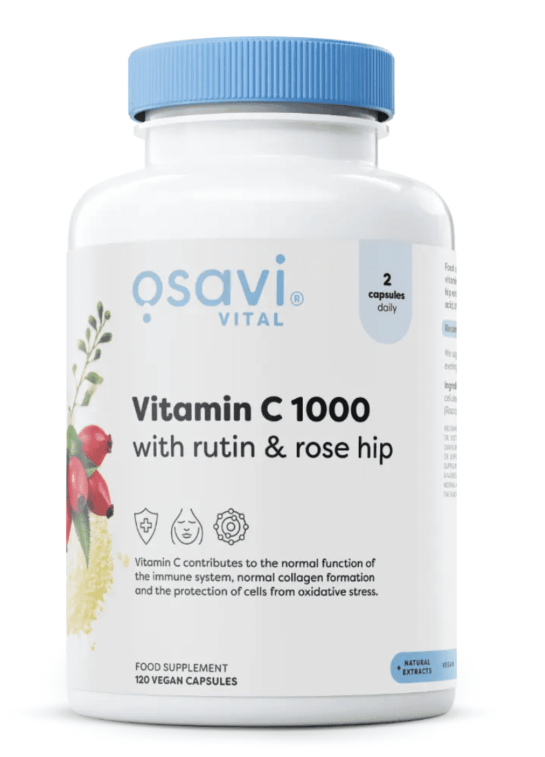 Osavi Vitamin C with Rutin a Rose Hip, 1000 mg Vitamín C s Rutinem a Šípkem, 120 vegan kapslí