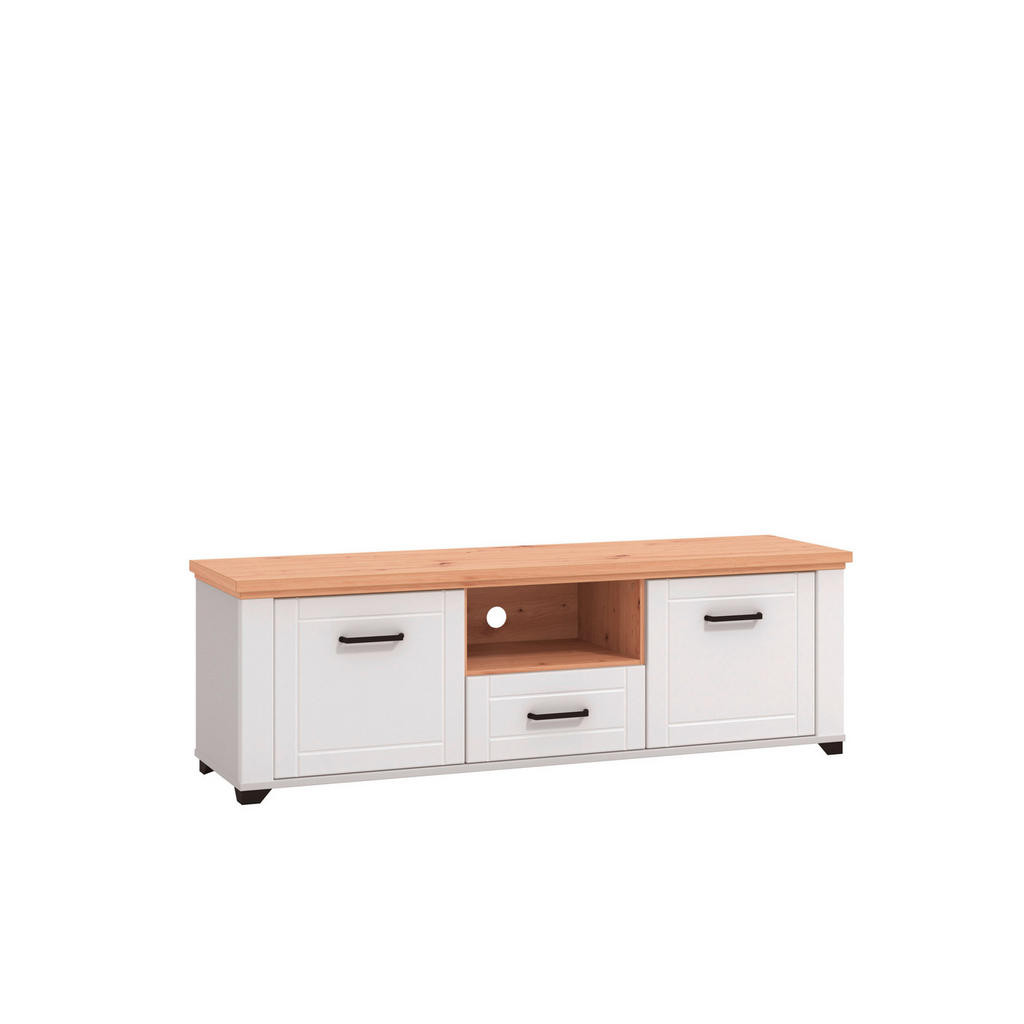 Landscape KOMODA POD TELEVIZI, bílá, dub artisan, 147/48/41 cm