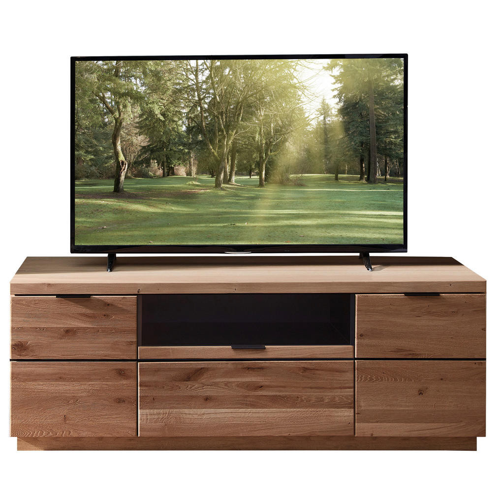 Linea Natura KOMODA POD TELEVIZI, divoký dub, černá, divoký dub, 166/60/50 cm
