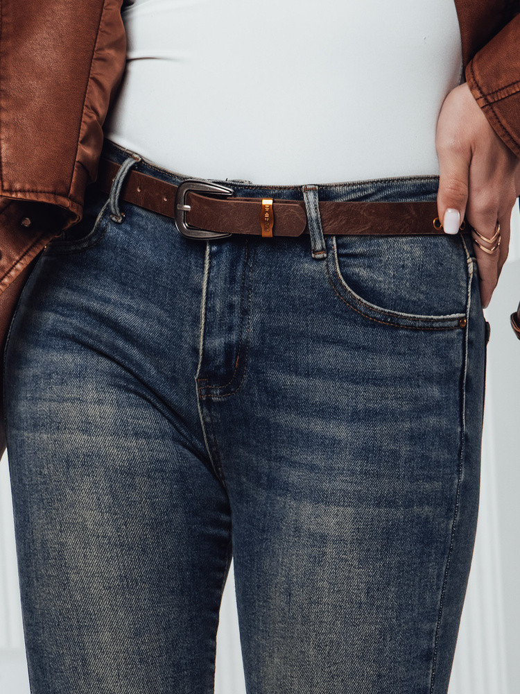 Spodnie damskie SKINNYJEAN skinny z paskiem jeansowe granatowe Dstreet