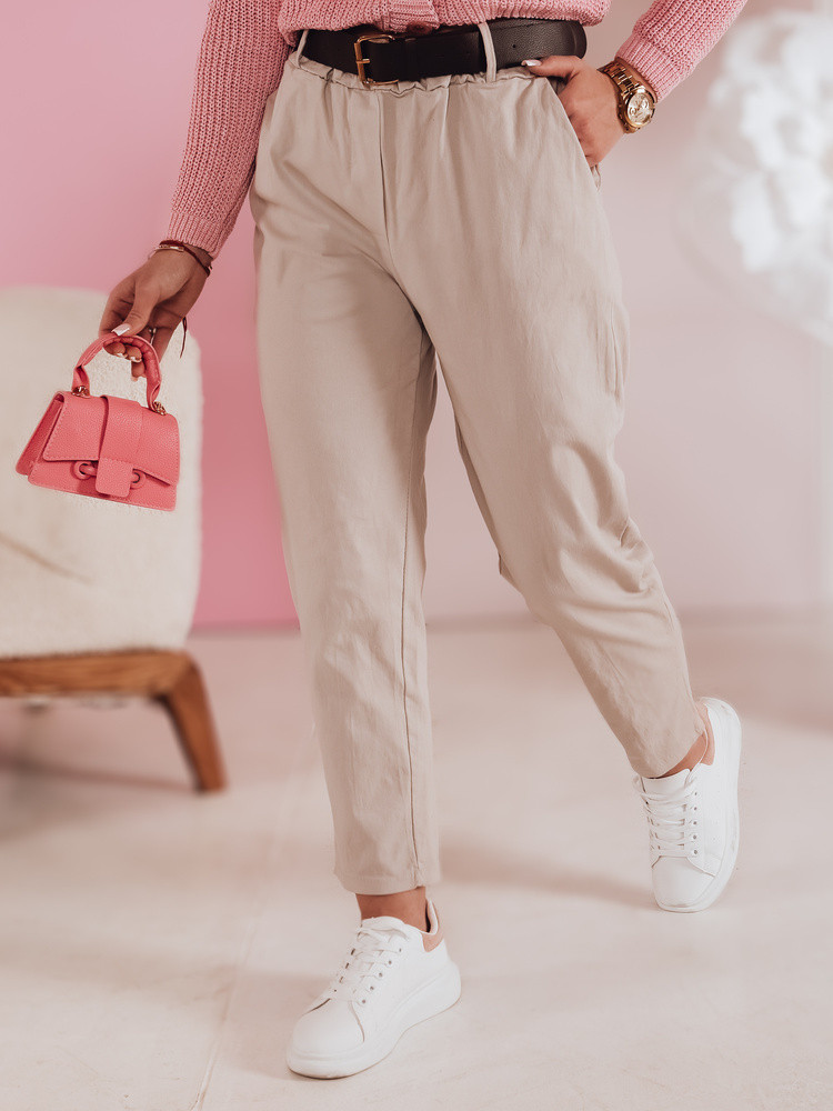 Spodnie damskie casualowe z paskiem SOFELIA mokka Dstreet