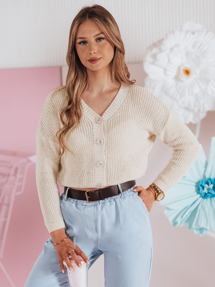 Swter damskie one size oversize prążkowany SWEETDREAM ecru Dstreet