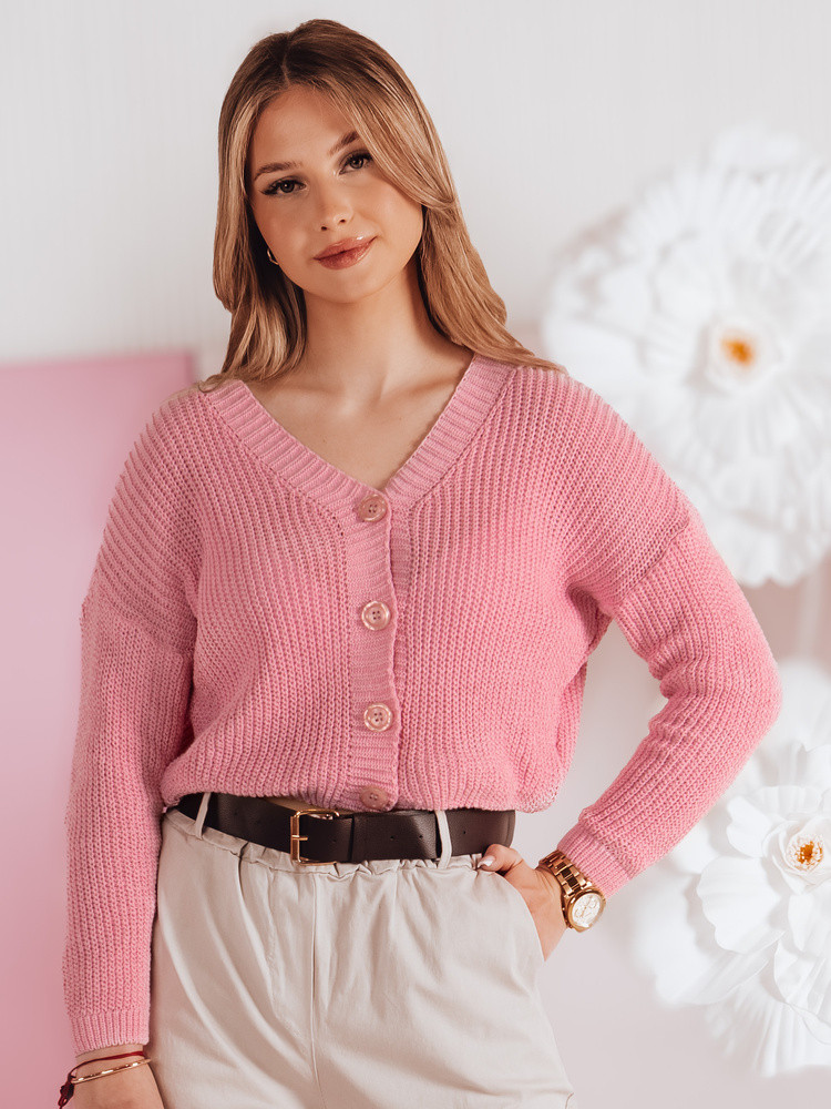 Swter damskie one size oversize prążkowany SWEETDREAM różowy Dstreet