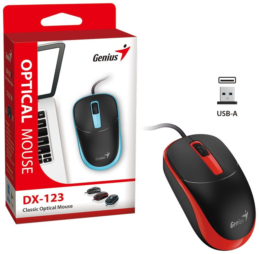 GENIUS DX-123 Sunshine Red/ drátová/ 1200 dpi/ USB/ černočervená, 31010033402