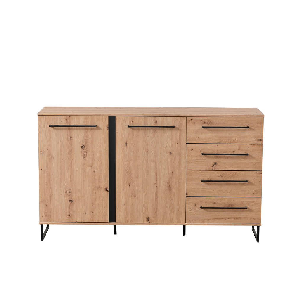 Xora KOMODA, černá, barvy dubu, 159/95/42 cm