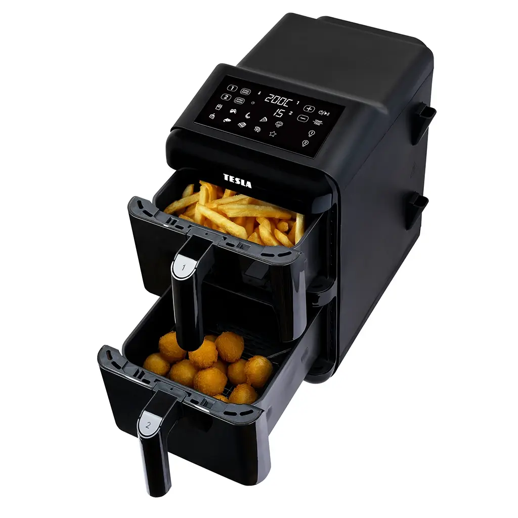TESLA AirCook DualZone Q680 XXL - multifunkční duální digitální horkovzdušná fritéza