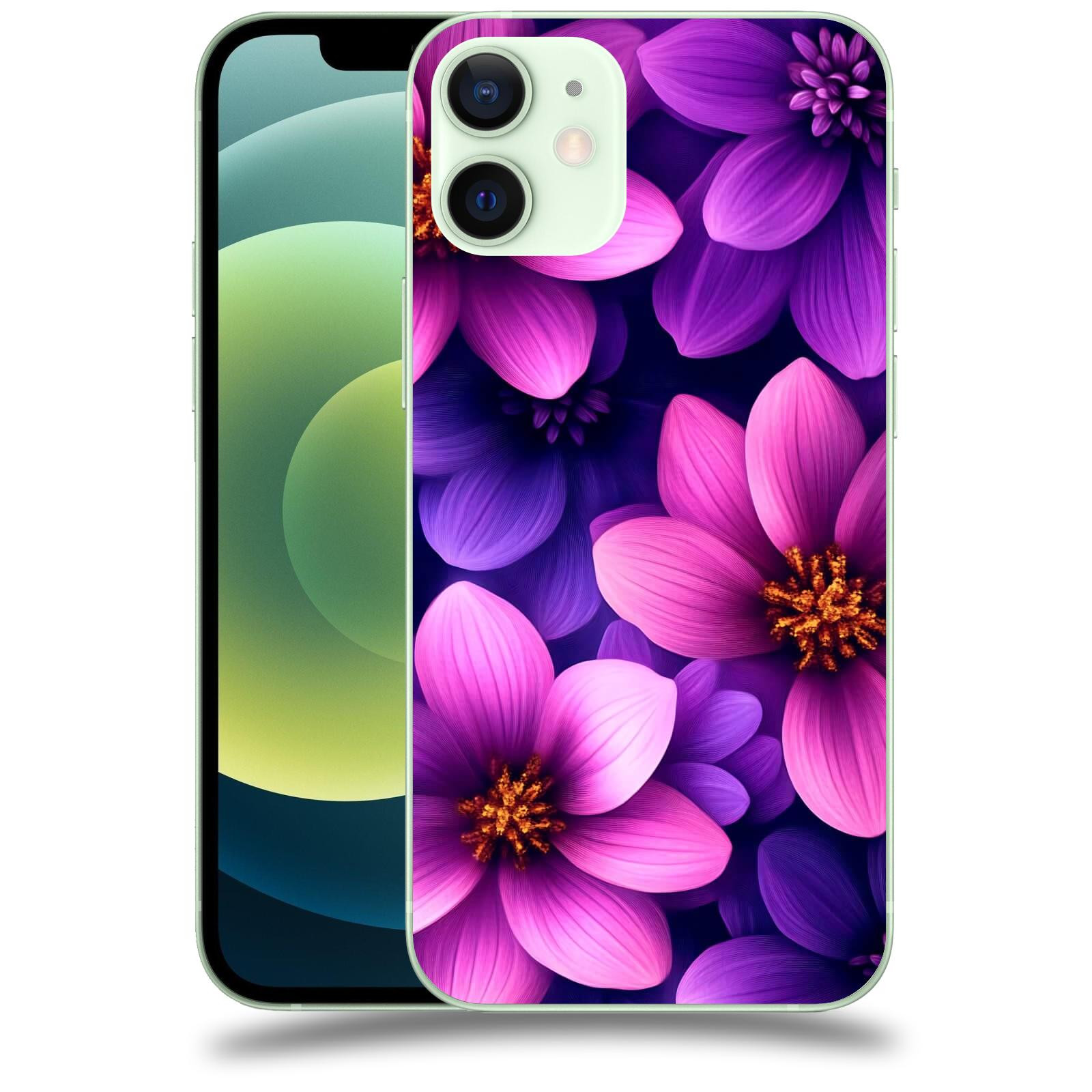 ACOVER Kryt na mobil Apple iPhone 12 mini - Fialové květiny