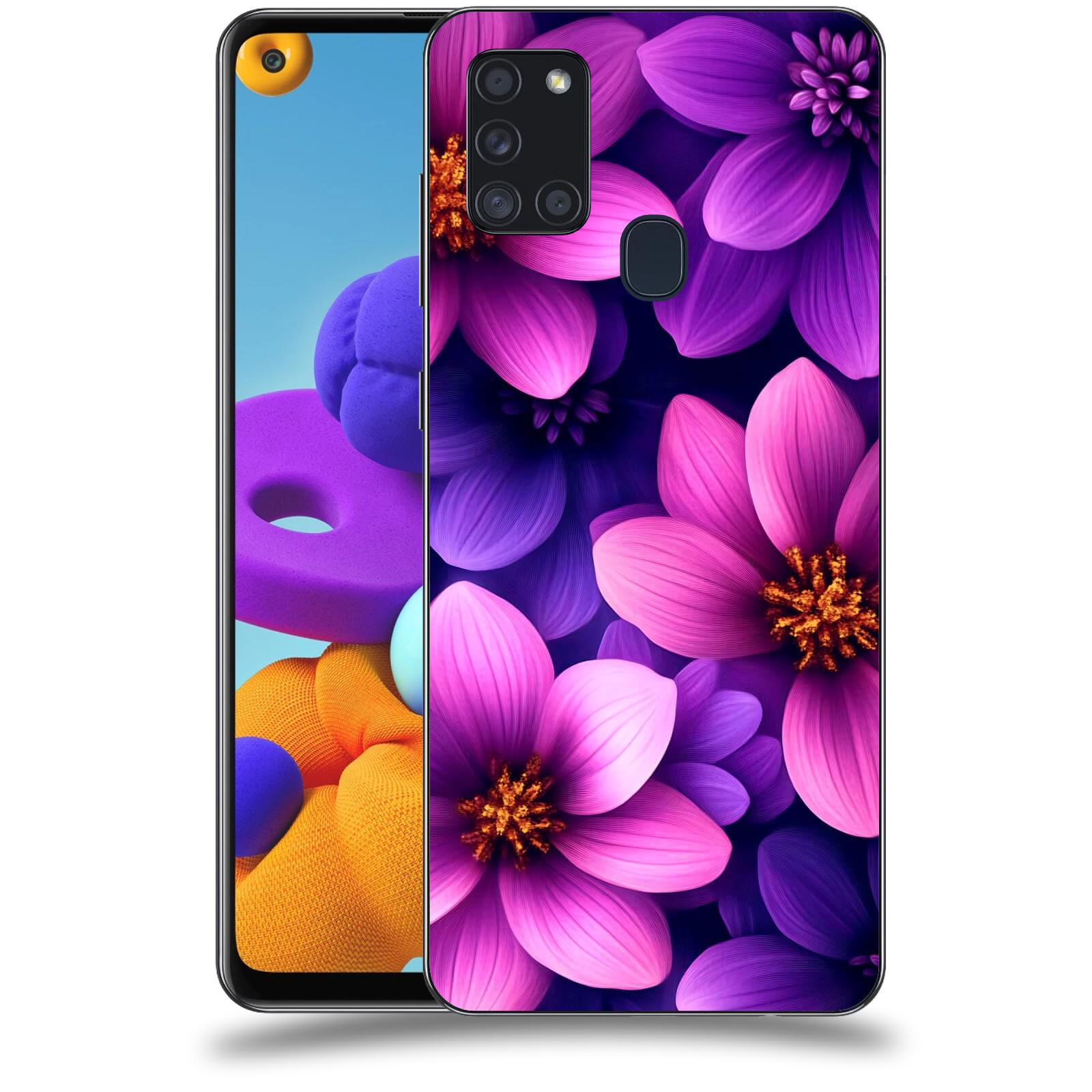 ACOVER Kryt na mobil Samsung Galaxy A21s - Fialové květiny