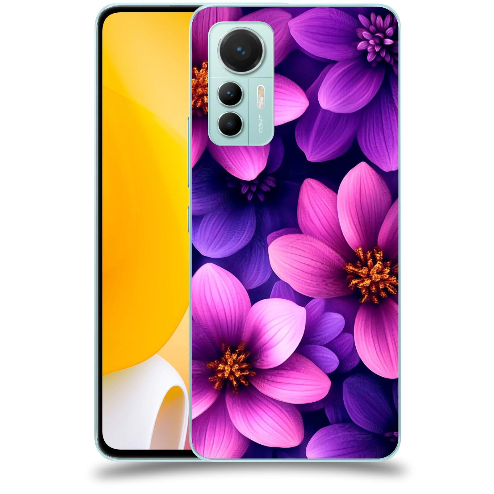 ACOVER Kryt na mobil Xiaomi 12 Lite - Fialové květiny