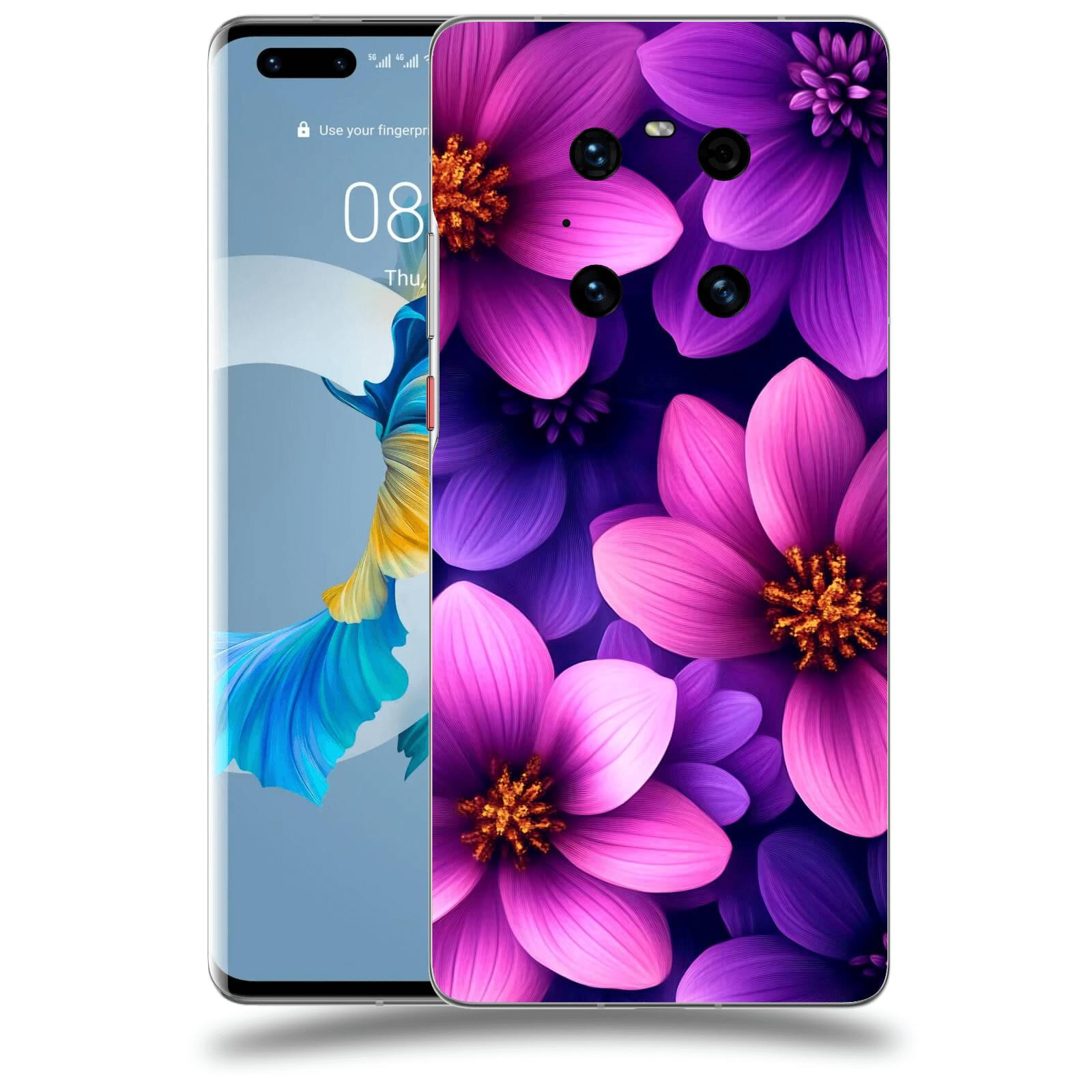 ACOVER Kryt na mobil Huawei Mate 40 Pro - Fialové květiny