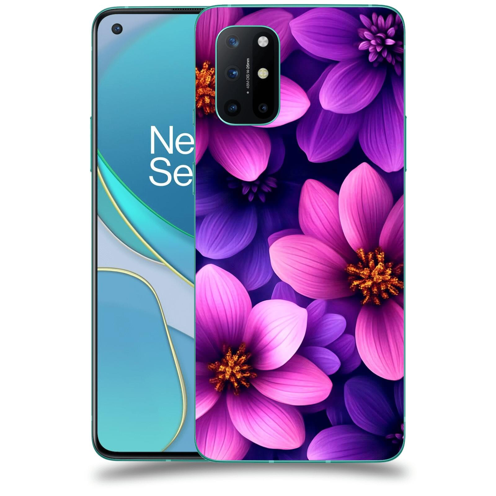 ACOVER Kryt na mobil OnePlus 8T - Fialové květiny