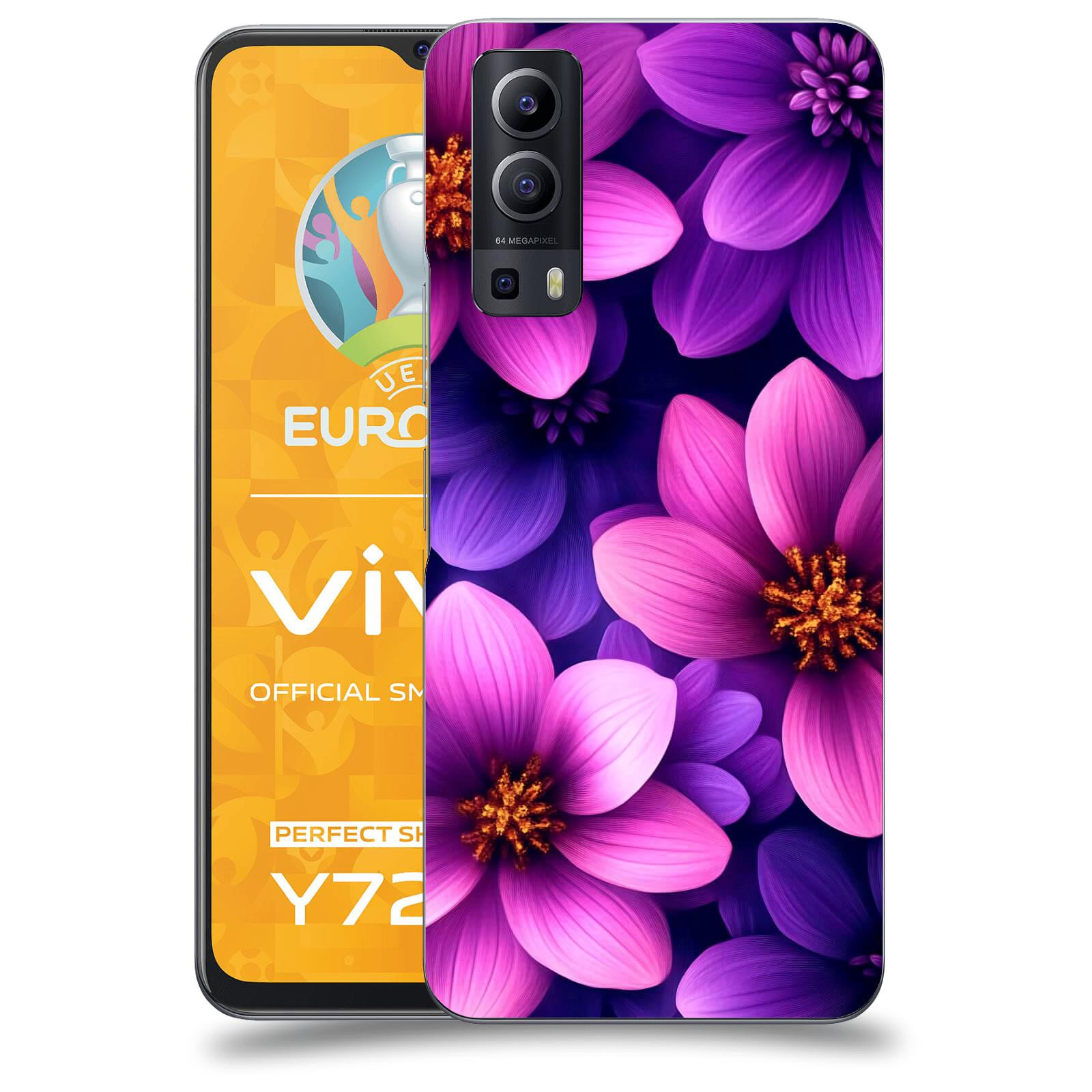ACOVER Kryt na mobil Vivo Y72 5G - Fialové květiny