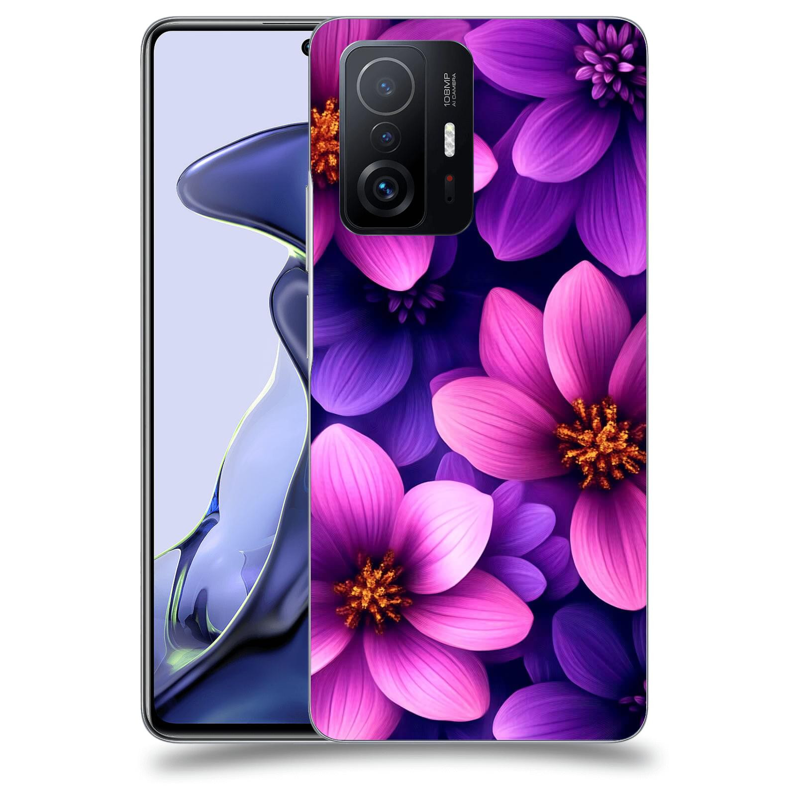 ACOVER Kryt na mobil Xiaomi 11T - Fialové květiny