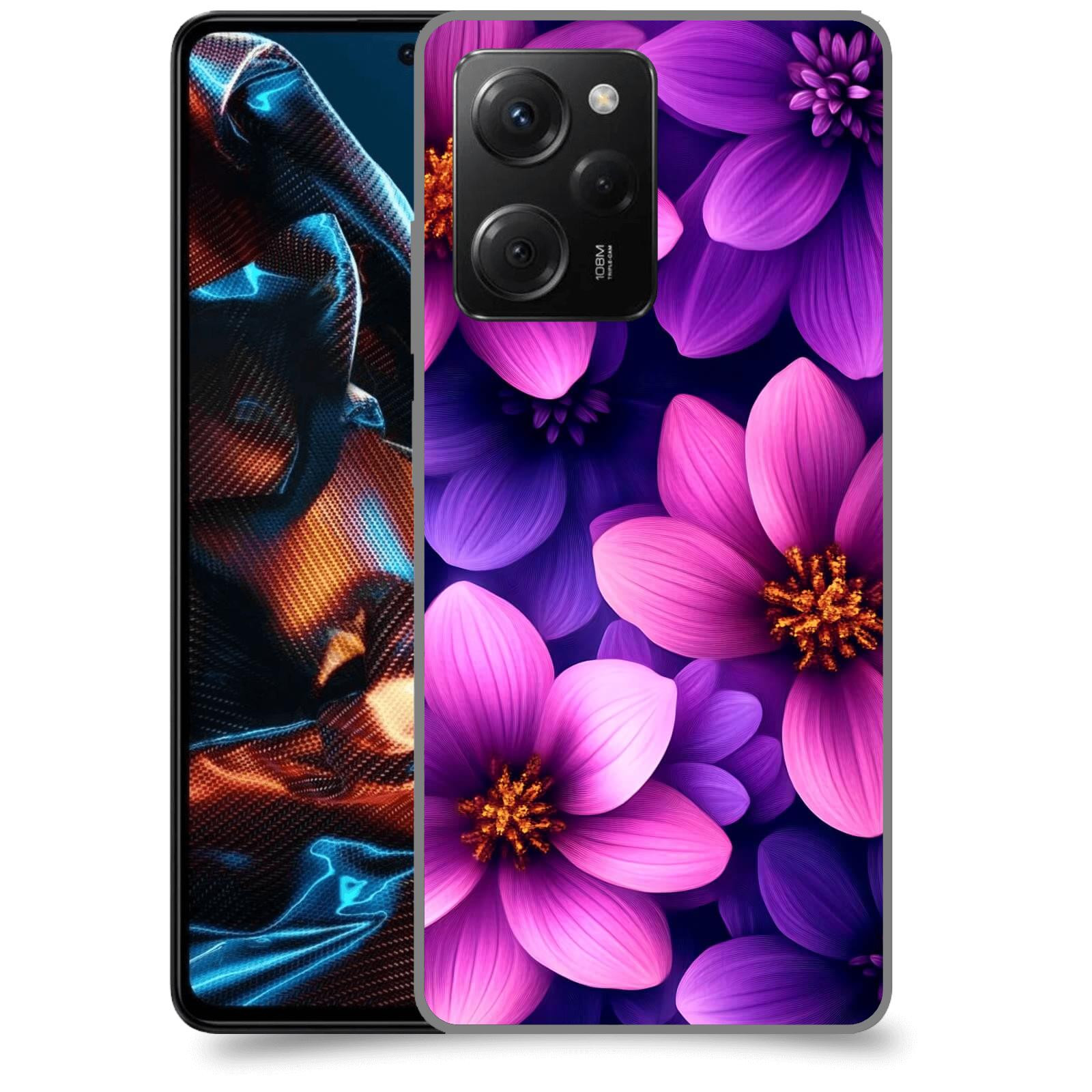 ACOVER Kryt na mobil Xiaomi Poco X5 Pro - Fialové květiny