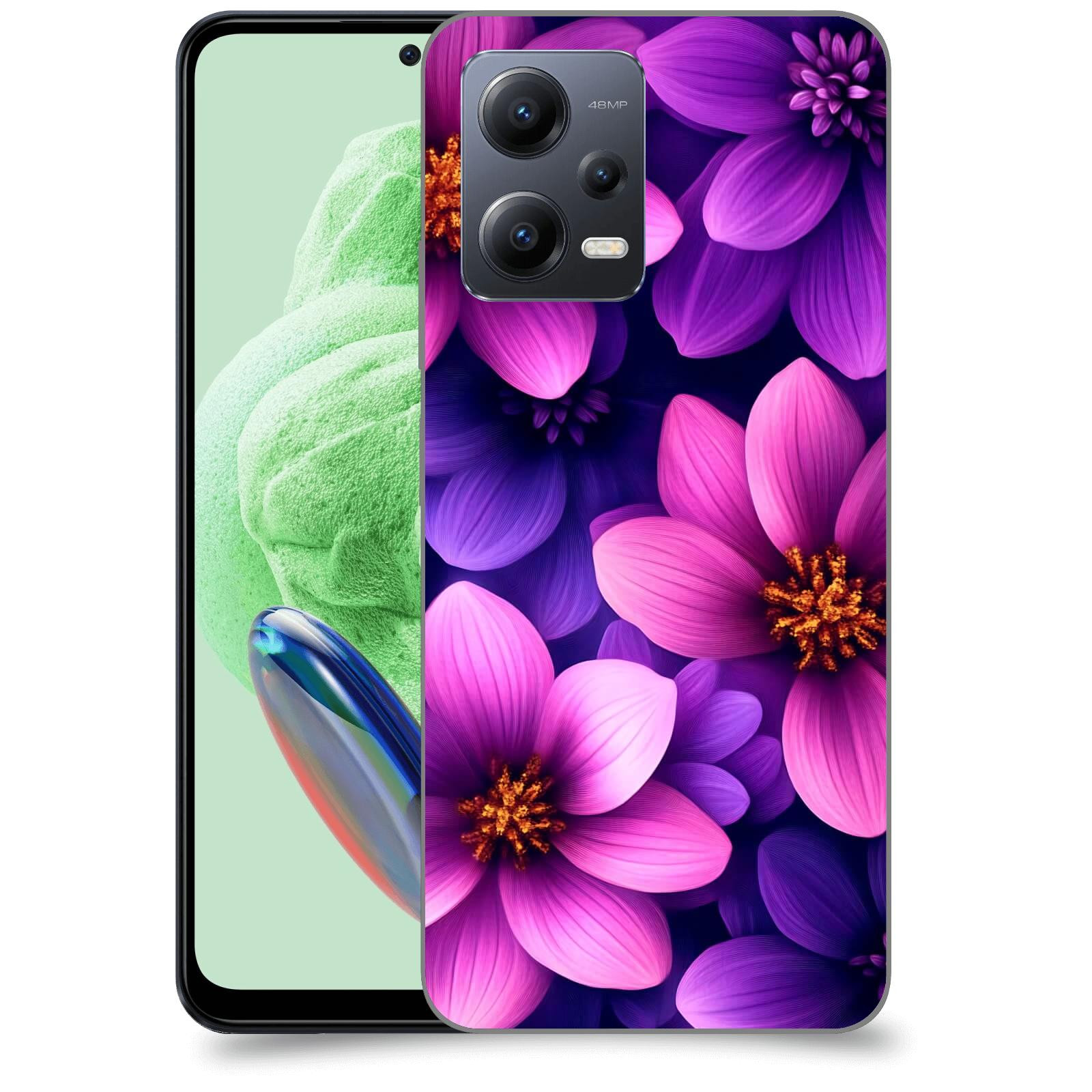 ACOVER Kryt na mobil Xiaomi Redmi Note 12 5G - Fialové květiny