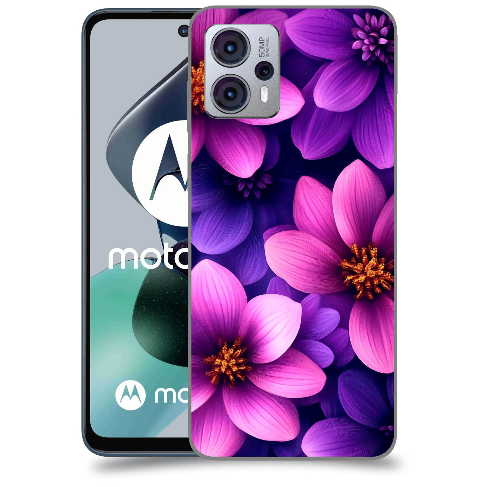 ACOVER Kryt na mobil Motorola Moto G23 - Fialové květiny