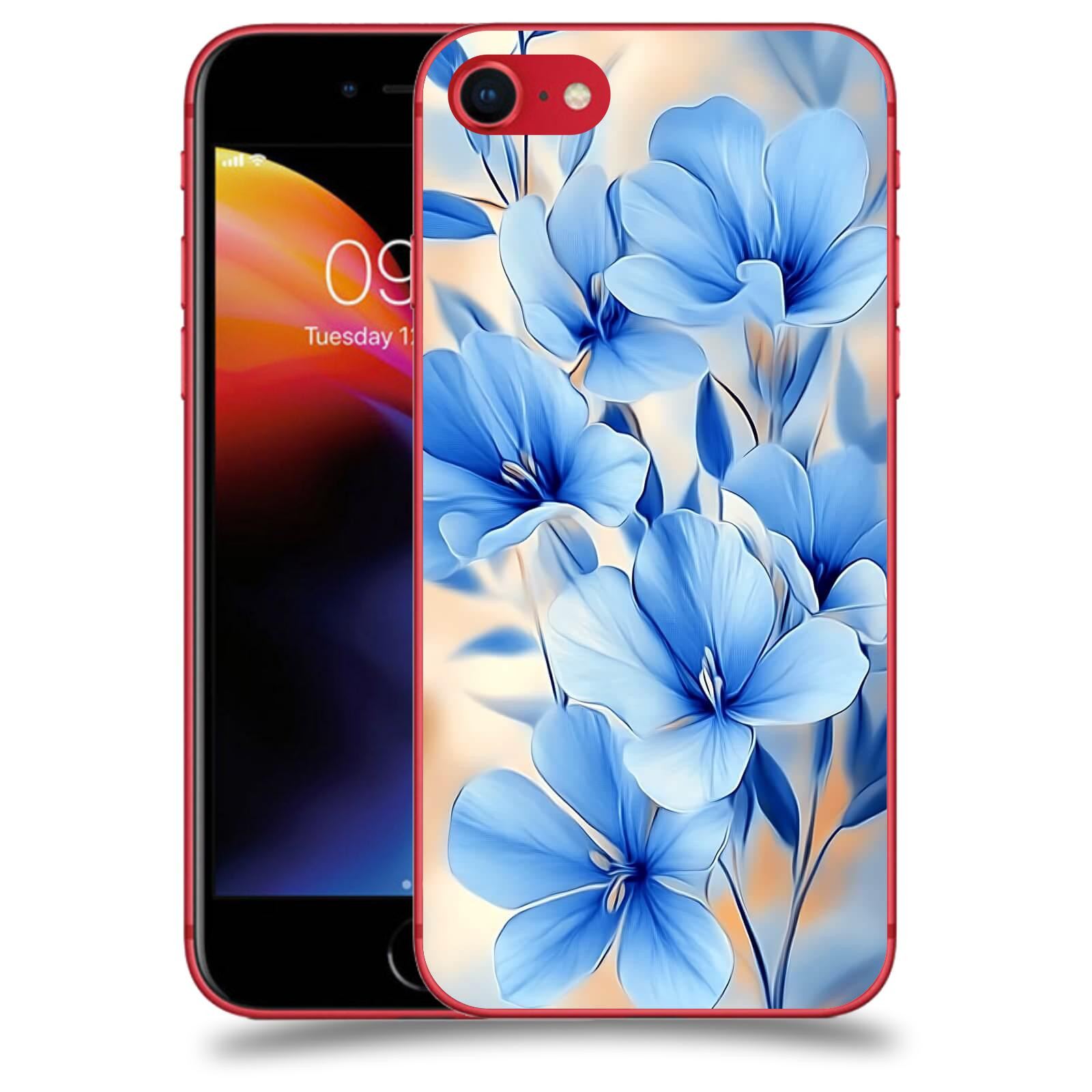 ACOVER Kryt na mobil Apple iPhone 8 - Modré květiny.