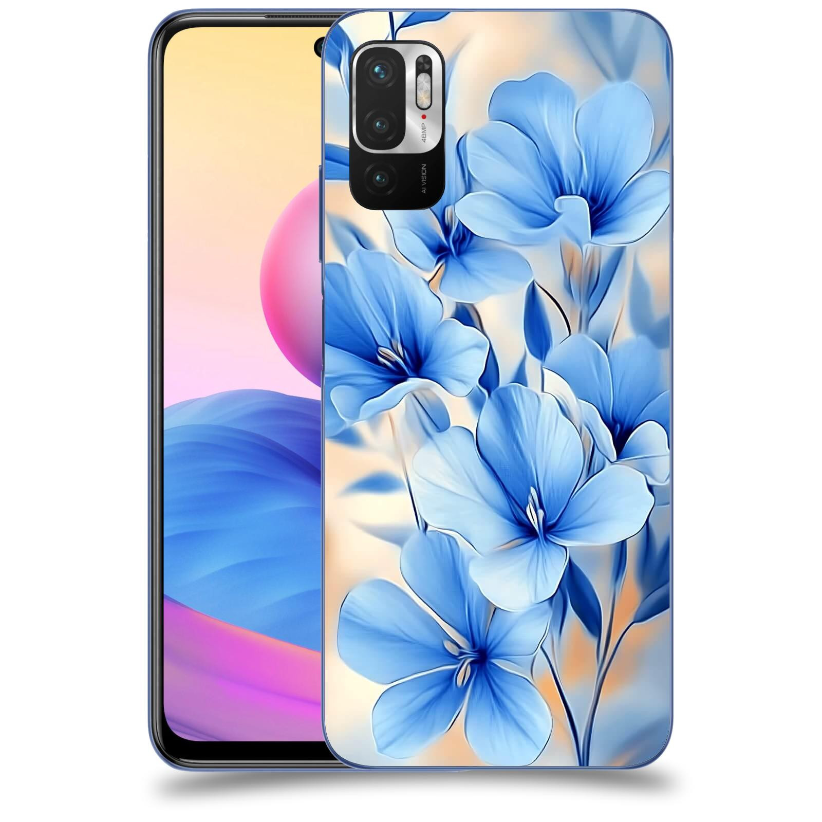 ACOVER Kryt na mobil Xiaomi Redmi Note 10 5G - Modré květiny.